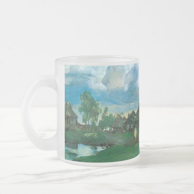 Caneca De Café Vidro Jateado Aldeia Russa Valentin Serov (Esquerda)