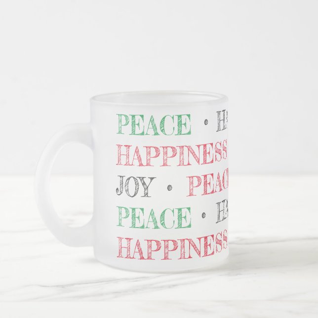 Caneca De Café Vidro Jateado Alegria de Natal Felicidade (Esquerda)