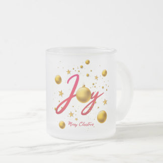 Caneca De Café Vidro Jateado Alegria - Feliz Natal com Dourada Bola de Vidro
