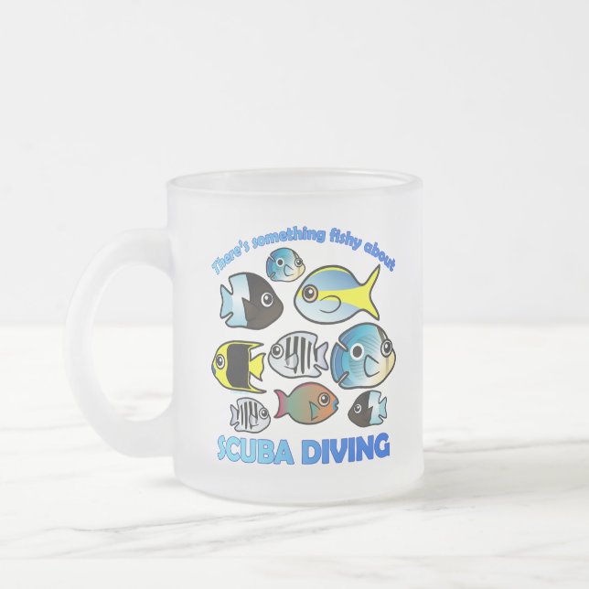 Caneca De Café Vidro Jateado Algo Fishy Sobre Scuba (Esquerda)
