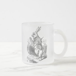 Caneca De Café Vidro Jateado Alice no país das maravilhas o vintage branco do