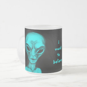 Caneca De Café Vidro Jateado Alienígena, quero acreditar