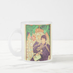 Caneca De Café Vidro Jateado Alphonse Mucha Príncipe e Dragão
