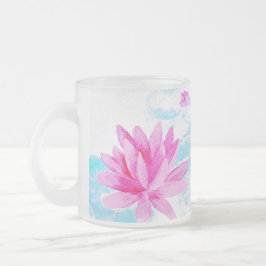 Caneca De Café Vidro Jateado Amantes de Paisagem com Aquarela de Flor Rosa