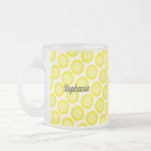 Caneca De Café Vidro Jateado Amarelo Limão Branco Nome Personalizado Cor Presen