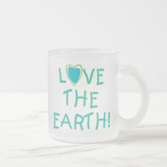 Caneca De Café Vidro Jateado Ame a terra ambiental (Direita)