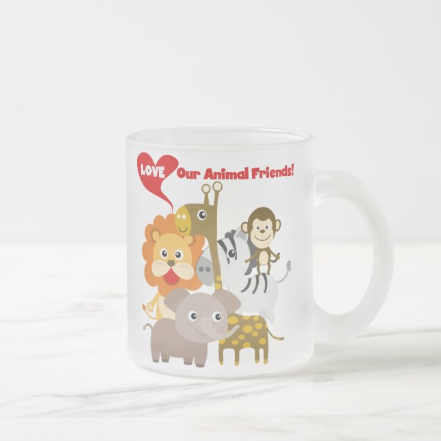 Caneca De Café Vidro Jateado Ame nossos amigos animais (Direita)