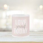 Caneca De Café Vidro Jateado Ame-Se Positivamente Hoje, Passo A Par<br><div class="desc">Ame-Se Positivamente Hoje,  Passo A Par</div>