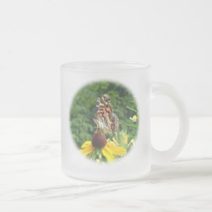 Caneca De Café Vidro Jateado American Lady Butterfly - Vanessa virginiensis