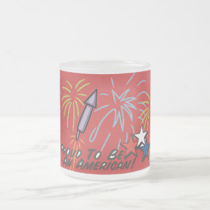 Caneca De Café Vidro Jateado Americano orgulhoso -