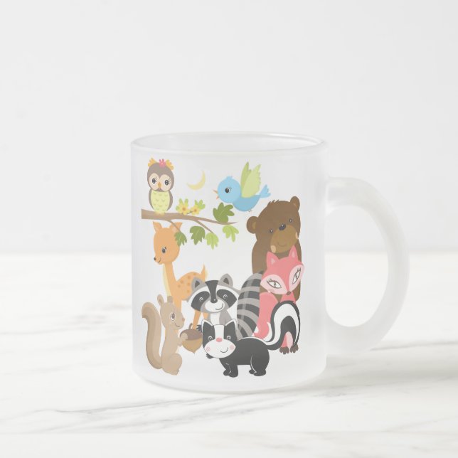 Caneca De Café Vidro Jateado Amigos da floresta (Direita)