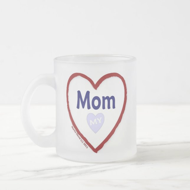 Caneca De Café Vidro Jateado Amo Minha Mãe (Esquerda)