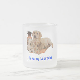 Caneca De Café Vidro Jateado Amo o meu Labrador