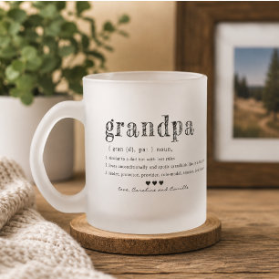 Caneca De Café Vidro Jateado Amo Seu Avô Mug Duas Fotografias Manuscritas