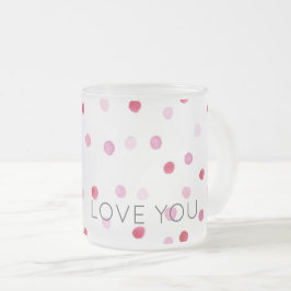 Caneca De Café Vidro Jateado AMO-TE Bolinhas Rosa, doce Namorados, diversão