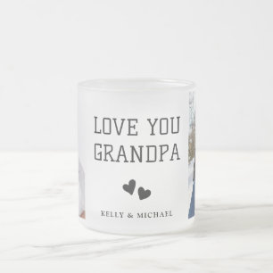 Caneca De Café Vidro Jateado Amo-Te, Vovô. Foto De Colagem Moderna.