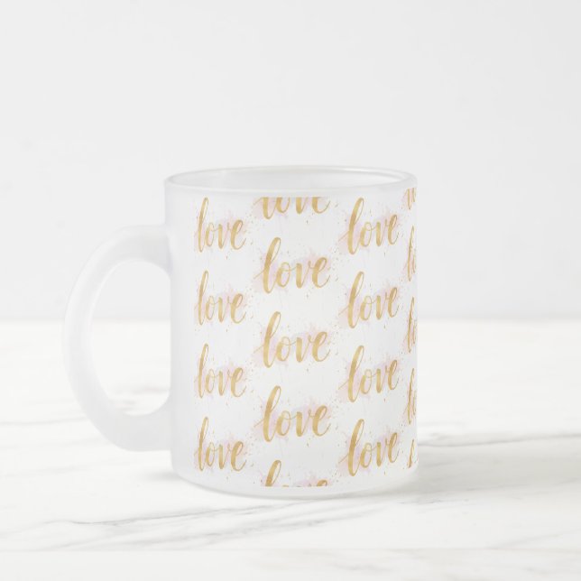 Caneca De Café Vidro Jateado Amor (Esquerda)
