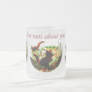 Caneca De Café Vidro Jateado Amor com esquilos de animais selvagens