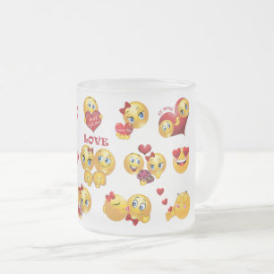 Caneca De Café Vidro Jateado amor emoji