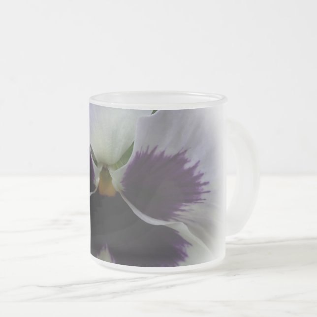 Caneca De Café Vidro Jateado Amor-perfeito roxo e branco (Frente Esquerda)