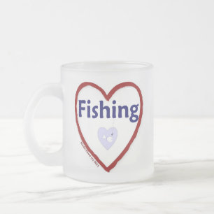 Caneca De Café Vidro Jateado Amor Pesca