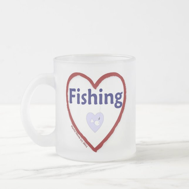 Caneca De Café Vidro Jateado Amor Pesca (Esquerda)
