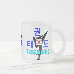 Caneca De Café Vidro Jateado ☐ ☯ Amor ✔ Vidro de Fosco marcial coreano TaeKwonD