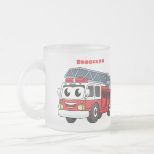 Caneca De Café Vidro Jateado Animação de bombeiros felizes