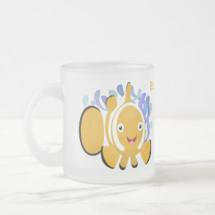 Caneca De Café Vidro Jateado Animação de marisco feliz e bonito