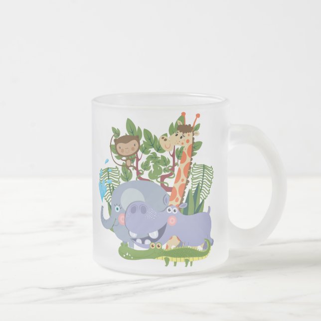 Caneca De Café Vidro Jateado Animais bonitos do safari (Direita)