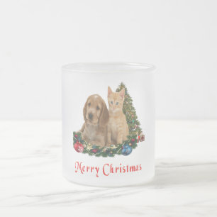 Caneca De Café Vidro Jateado Animais de Natal