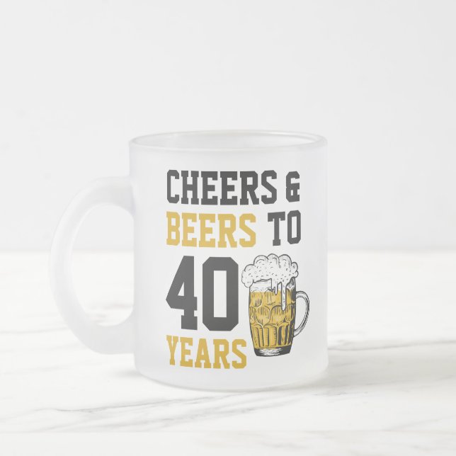 Caneca De Café Vidro Jateado aniversário de 40 anos para saudações e cervejas a (Esquerda)