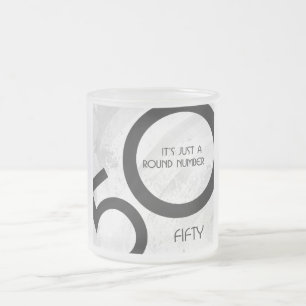 Caneca De Café Vidro Jateado Aniversário de 50 Décadas Branco