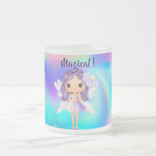 Caneca De Café Vidro Jateado Aniversário de Fada Princesa Caprichosa