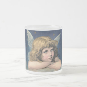 Caneca De Café Vidro Jateado Anjo com Asas