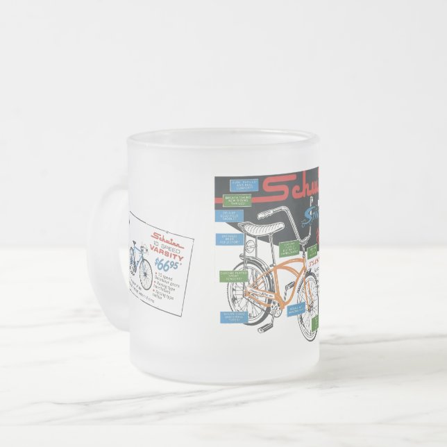 Caneca De Café Vidro Jateado Anúncio de Bicicleta Antiga (Frente Esquerda)