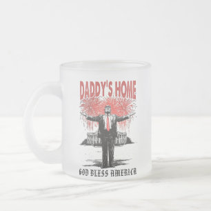 Caneca De Café Vidro Jateado *~* AP16 Trump Papai está em Casa MAGA Casa Branca