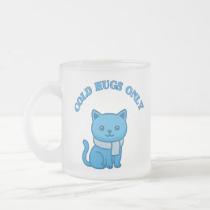 Caneca De Café Vidro Jateado Apenas Abraços Frios – Gata de Vidro Fosco