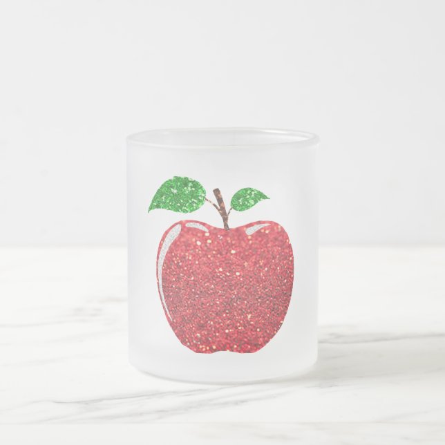 Caneca De Café Vidro Jateado Apple Faux Red Glitter (Centro)