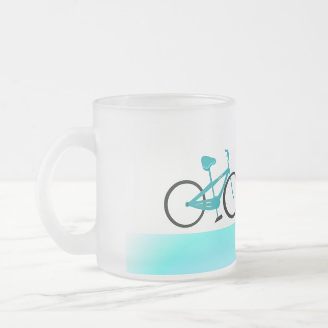 Caneca De Café Vidro Jateado Aqua Bicicleta (Esquerda)