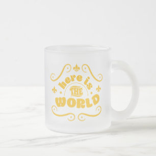 Caneca De Café Vidro Jateado Aqui está o mundo