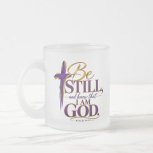 Caneca De Café Vidro Jateado Aquietai-vos e sabei que eu sou Deus