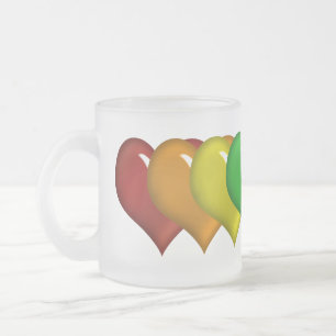 Caneca De Café Vidro Jateado Arco-Íris Colorido em camadas Corações