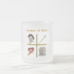 Caneca De Café Vidro Jateado Armadura de Deus