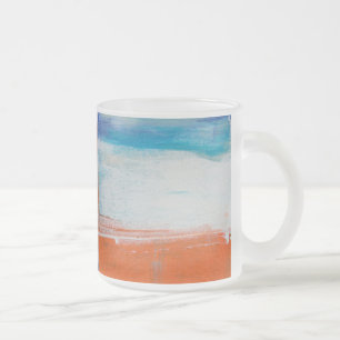 Caneca De Café Vidro Jateado Arte abstrata moderna laranja azul