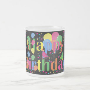Caneca De Café Vidro Jateado Arte de Celebração de Aniversário de Nome Personal