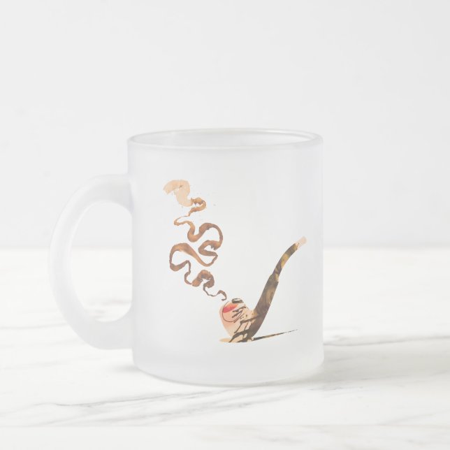 Caneca De Café Vidro Jateado Arte de Fumar Cachimbo 1 (Esquerda)