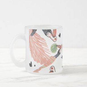 Caneca De Café Vidro Jateado Arte de Verão Tropical de Pássaros Tucano