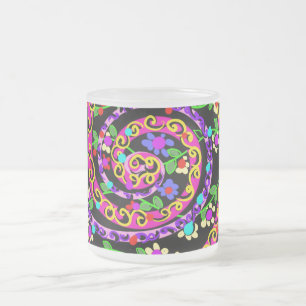 Caneca De Café Vidro Jateado Arte em Design Floral