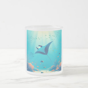 Caneca De Café Vidro Jateado Arte litoral de raios clássicos